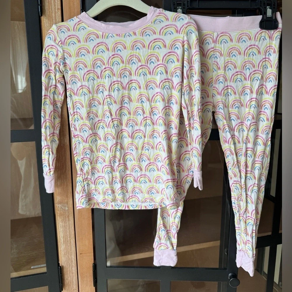 Little Sleepies pajamas set pastel rainbow toddler girl long sleeve tee pants